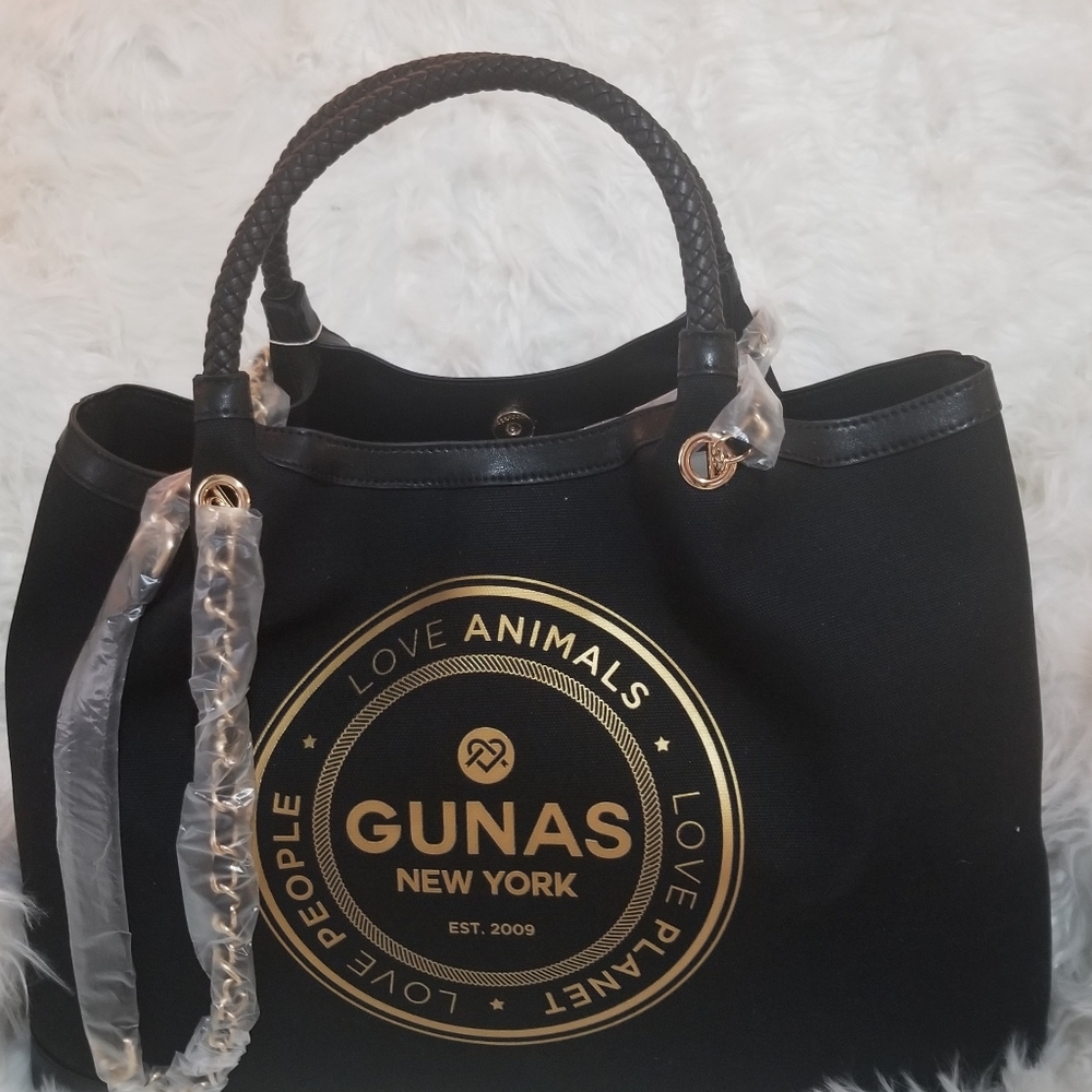 Gunas New York canvas double handle tote with pouch